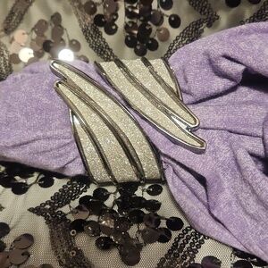 🥈Silver crystal cuff bracelet  retro style.